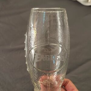 NFL Philadelphia Eagles, football shaped, etched glass. 23oz